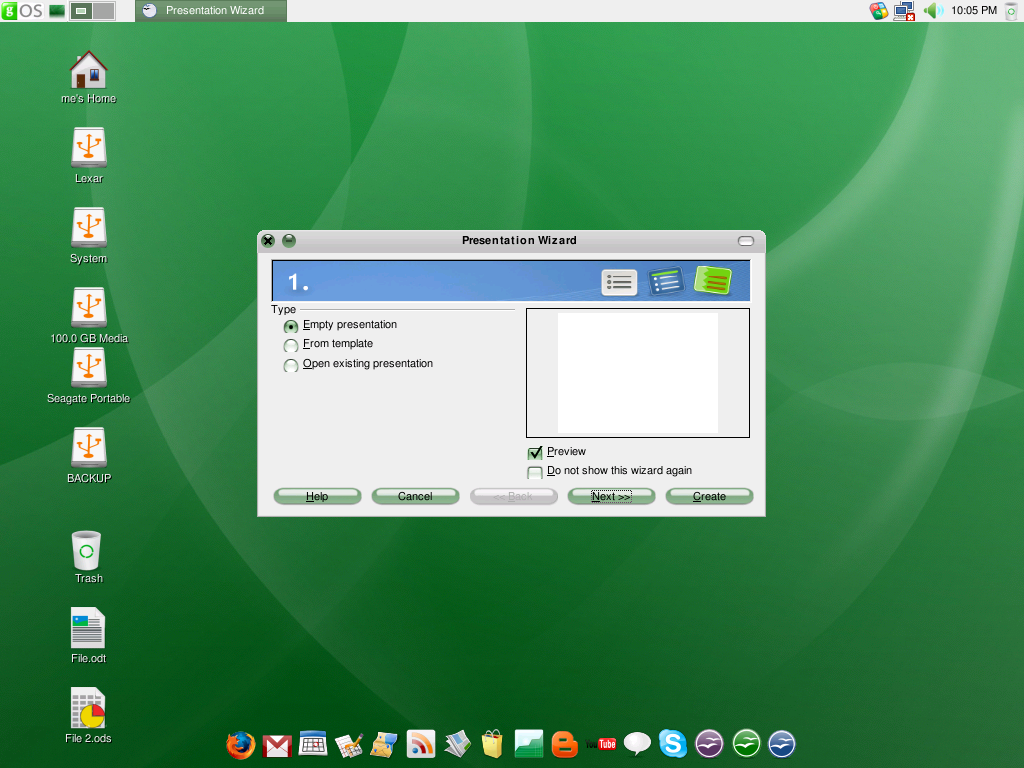 gOS 3.1 OpenOffice Impress